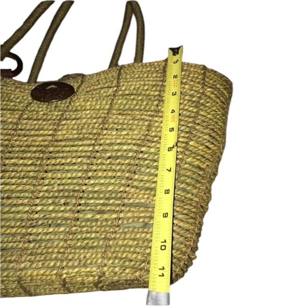 Vintage Avon Green beach / tote  bag matching beaded cuff bracelet NWT